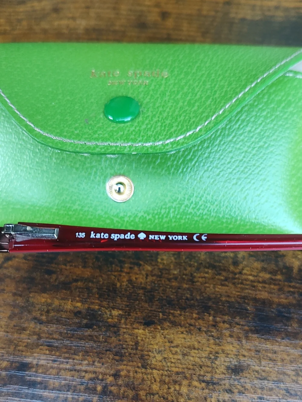 Kate spade Green Eyeglass Case with Burgundy Rectangular Frames